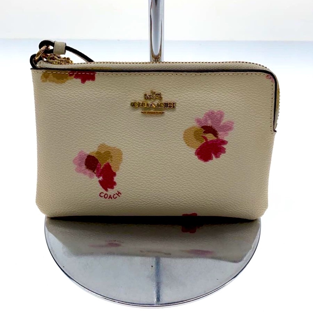 NWOT Coach Floral Print Wristlet - Cream and Pink